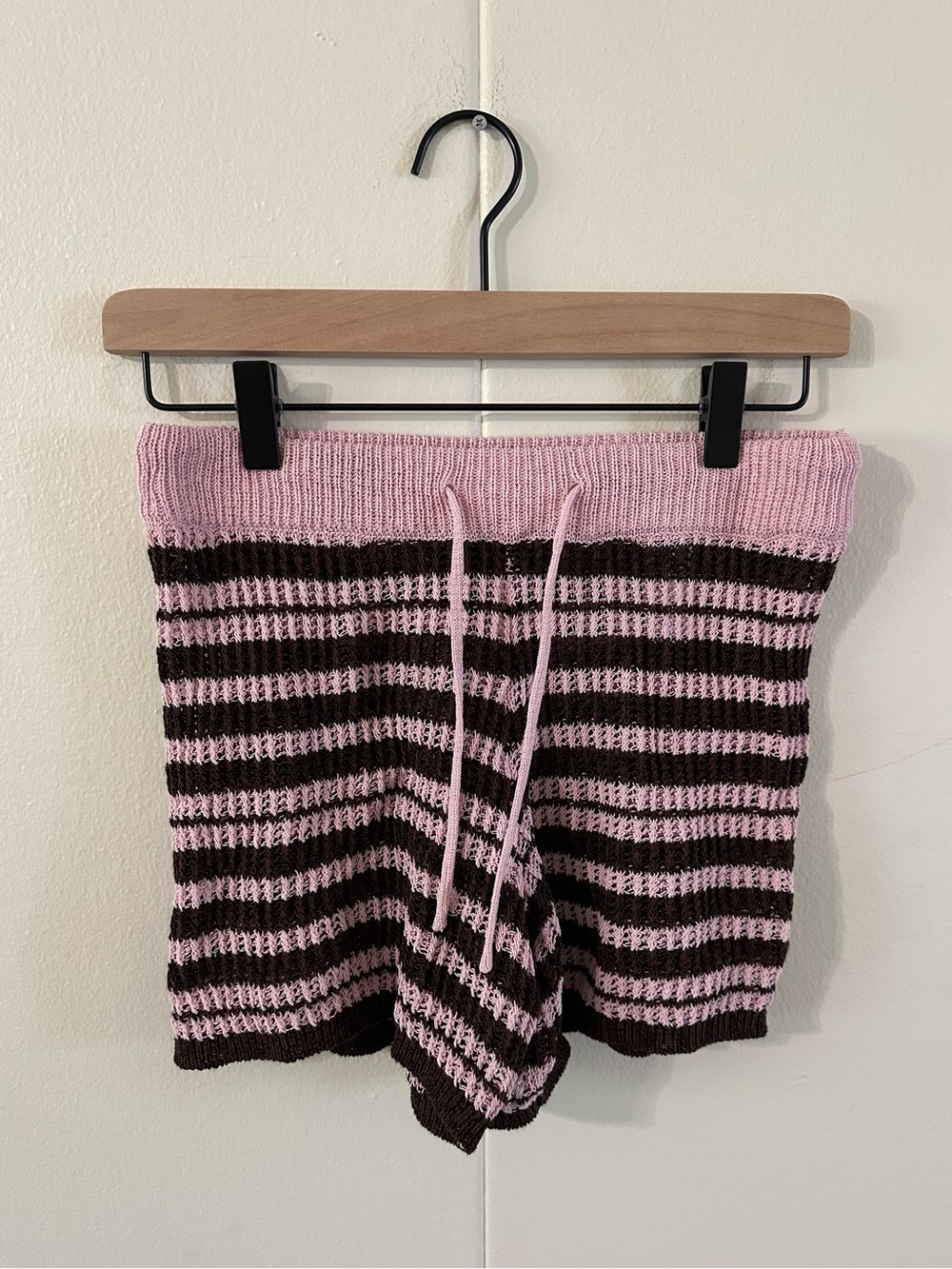 Zara Pink and Brown Crochet Striped Shorts